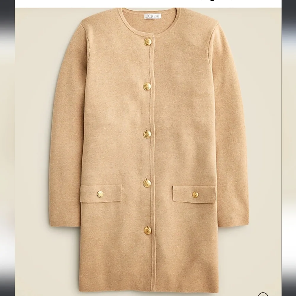 J Crew Long Giselle sweater blazer CF095 Size XS Tan